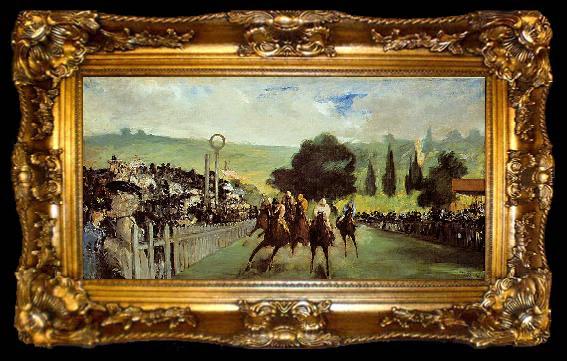 framed  Edouard Manet Course De Chevaux A Longchamp, ta009-2